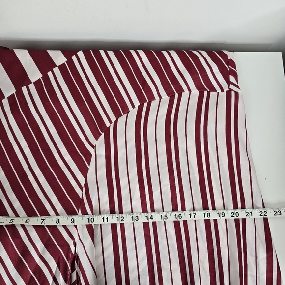 NWT By Anthropologie Satin Asymmetrical Slip Midi Dress Red/White Stripe L - Picture 11 of 15